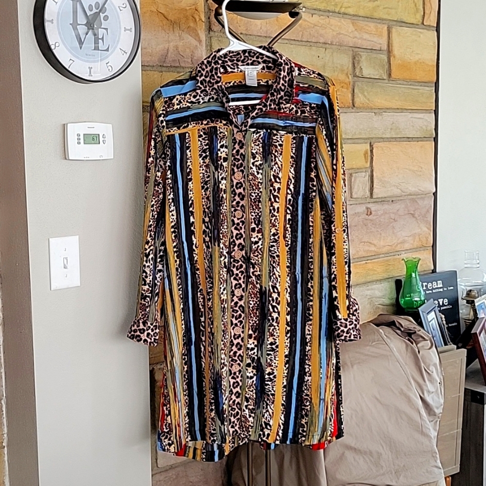 John Mark multi color long blouse size Med